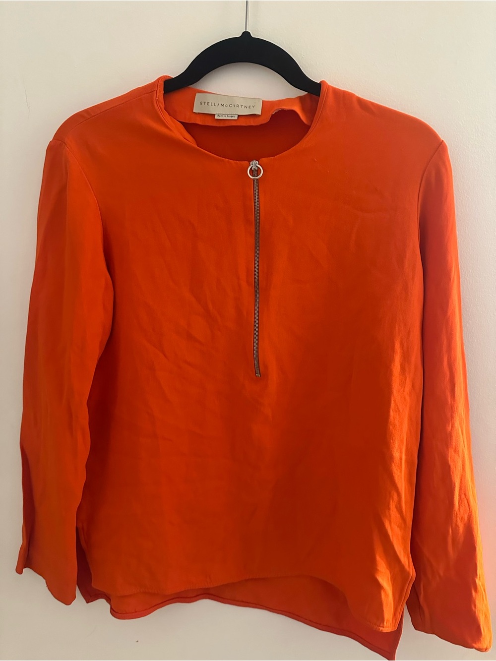 Stella McCartney Bright Orange Zip-Front Long Sleeve Blouse